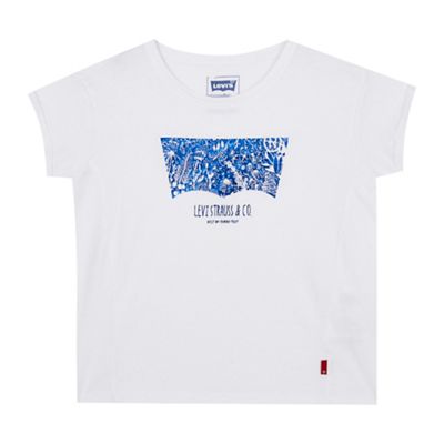 Levi's Girls' white foil-effect logo print t-shirt